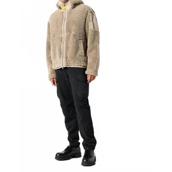 NEW PARAJUMPERS camaglio curly fleece hoodie in mastic